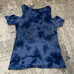 Blue Cold Shoulder Women Top